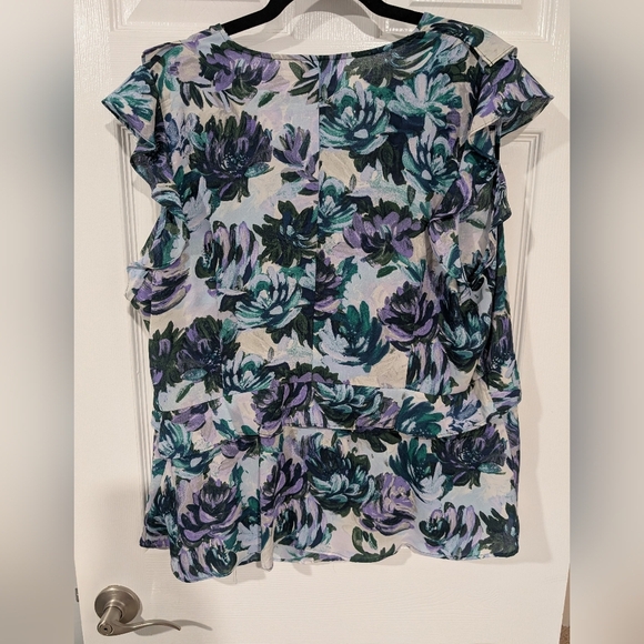 Ava & Viv Purple, Green & Blue Floral Peplum Blouse in Size 2X - Picture 9 of 10